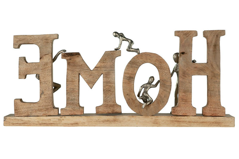 Houten letters HOME Mangohout in natuurlijke kleuren Figuren van aluminium