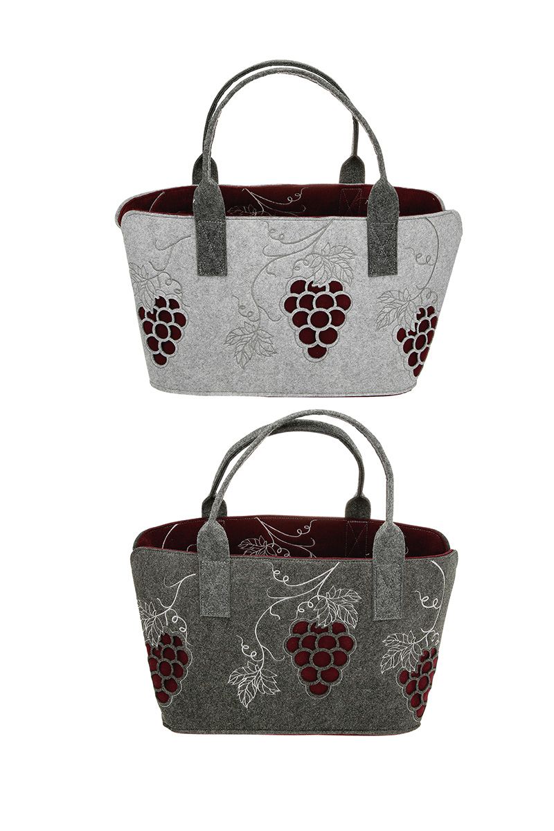 Filztasche Wein Laser Shoppingtasche Tragetasche, Handtasche, Geschenk, Einkaufstasche Weintrauben Breite 50cm