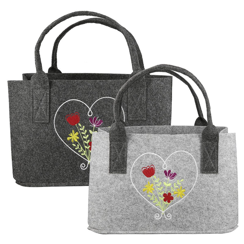 Vilten tas bloemenweide hart boodschappentas tote tas, handtas, boodschappentas