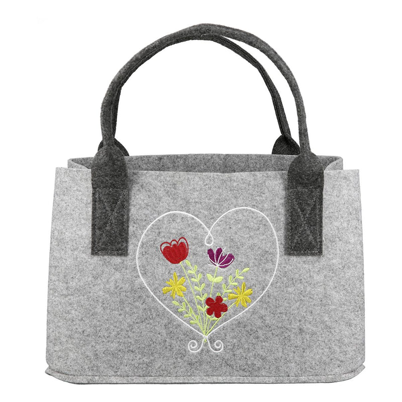 Vilten tas bloemenweide hart boodschappentas tote tas, handtas, boodschappentas
