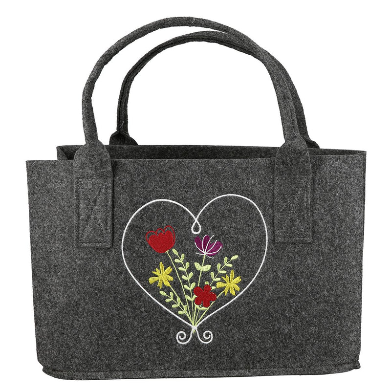 Vilten tas bloemenweide hart boodschappentas tote tas, handtas, boodschappentas