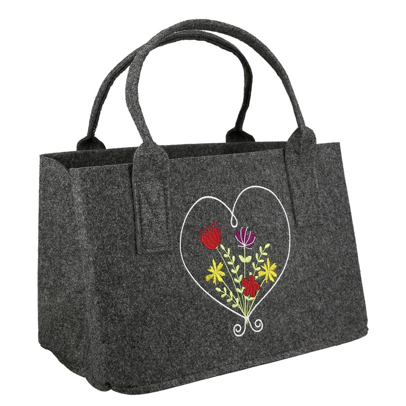 Vilten tas bloemenweide hart boodschappentas tote tas, handtas, boodschappentas