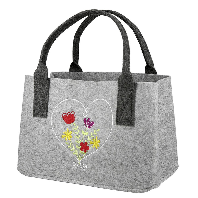 Vilten tas bloemenweide hart boodschappentas tote tas, handtas, boodschappentas