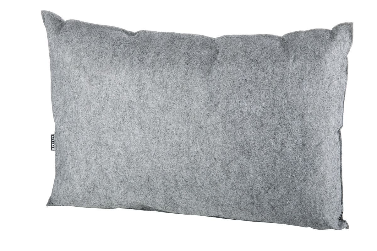 Felt pensioner cushion, light gray/dark gray with embroidered pockets "Drink/The Power/Knibbles" Cover and filling 100% polyester Gift idea