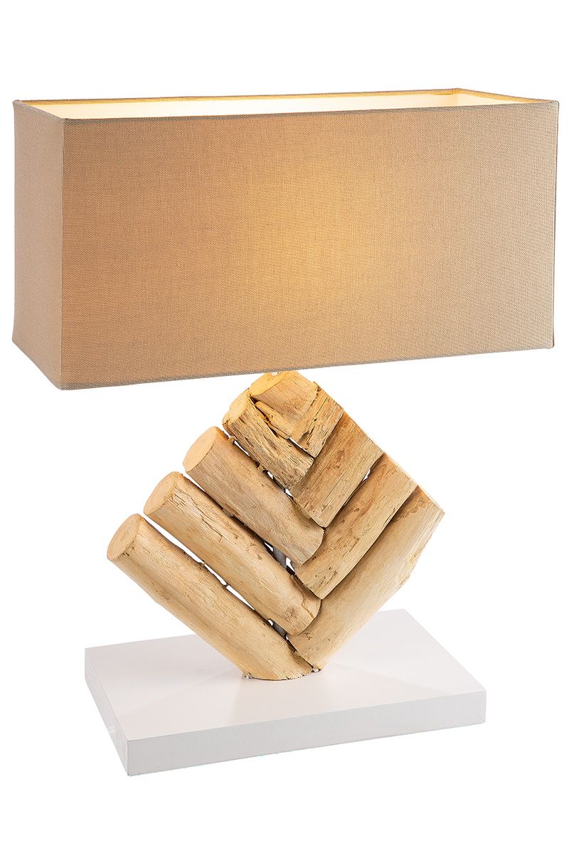 Tischlampe Tribe naturfarben auf weißer Base Breite 35cm