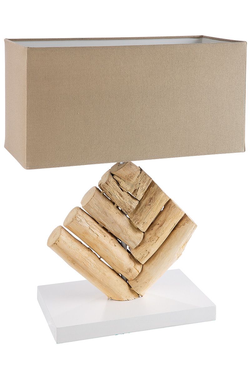 Tischlampe Tribe naturfarben auf weißer Base Breite 35cm