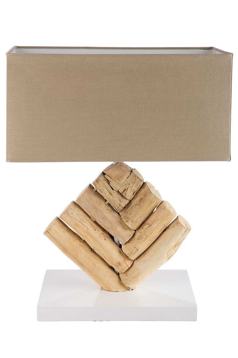 Tischlampe Tribe naturfarben auf weißer Base Breite 35cm
