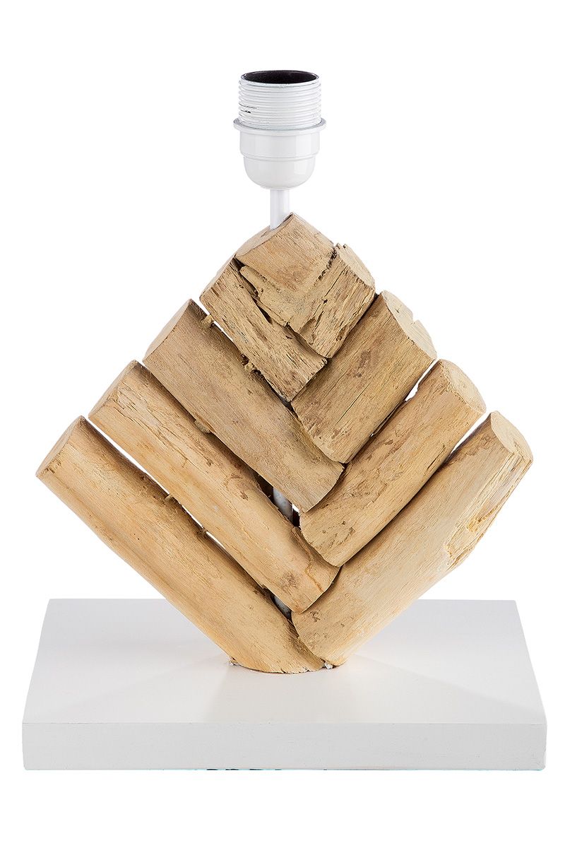 Tischlampe Tribe naturfarben auf weißer Base Breite 35cm
