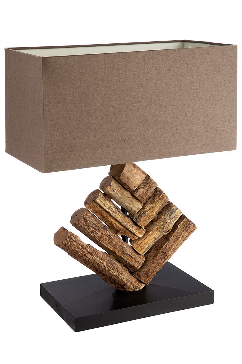 Tischlampe Tribe naturfarben braun schwarz auf schwarzer Base Breite 35cm
