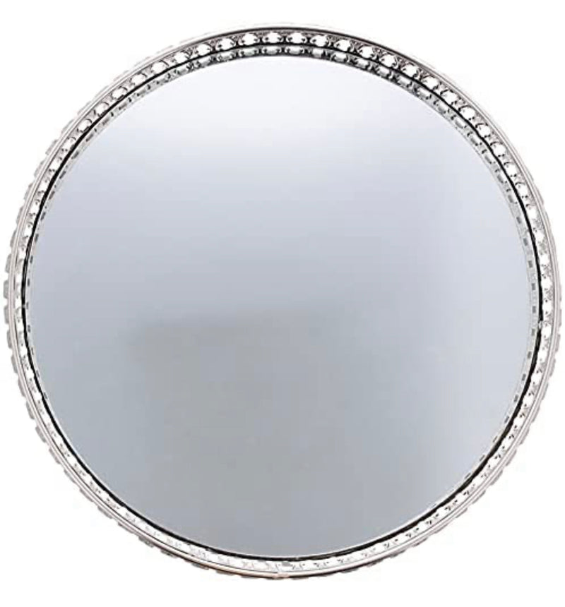 Decorative tray mirror tray silver or black metal country house vintage