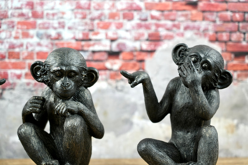 Set of 3 monkeys hear, see, speak nothing - 15cm height