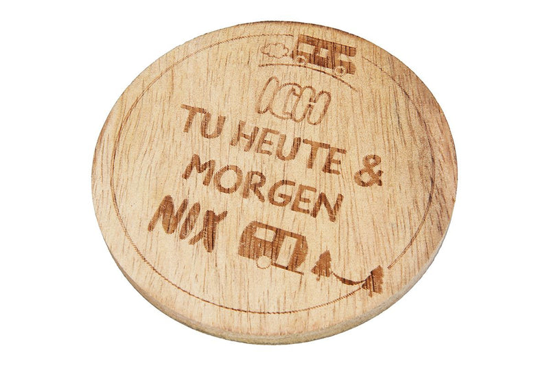 8 stuks Campingonderzetters met spreuken - Set van 4 ronde onderzetters van mangohout voor de perfecte kampeertraktatie