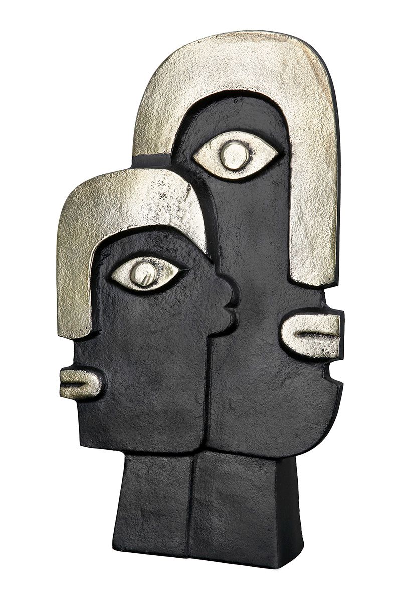 Face - Die dekorative Aluminium Vase mit 2 Gesichtern in Schwarz/Gold