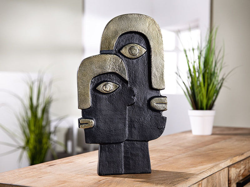 Face - Die dekorative Aluminium Vase mit 2 Gesichtern in Schwarz/Gold