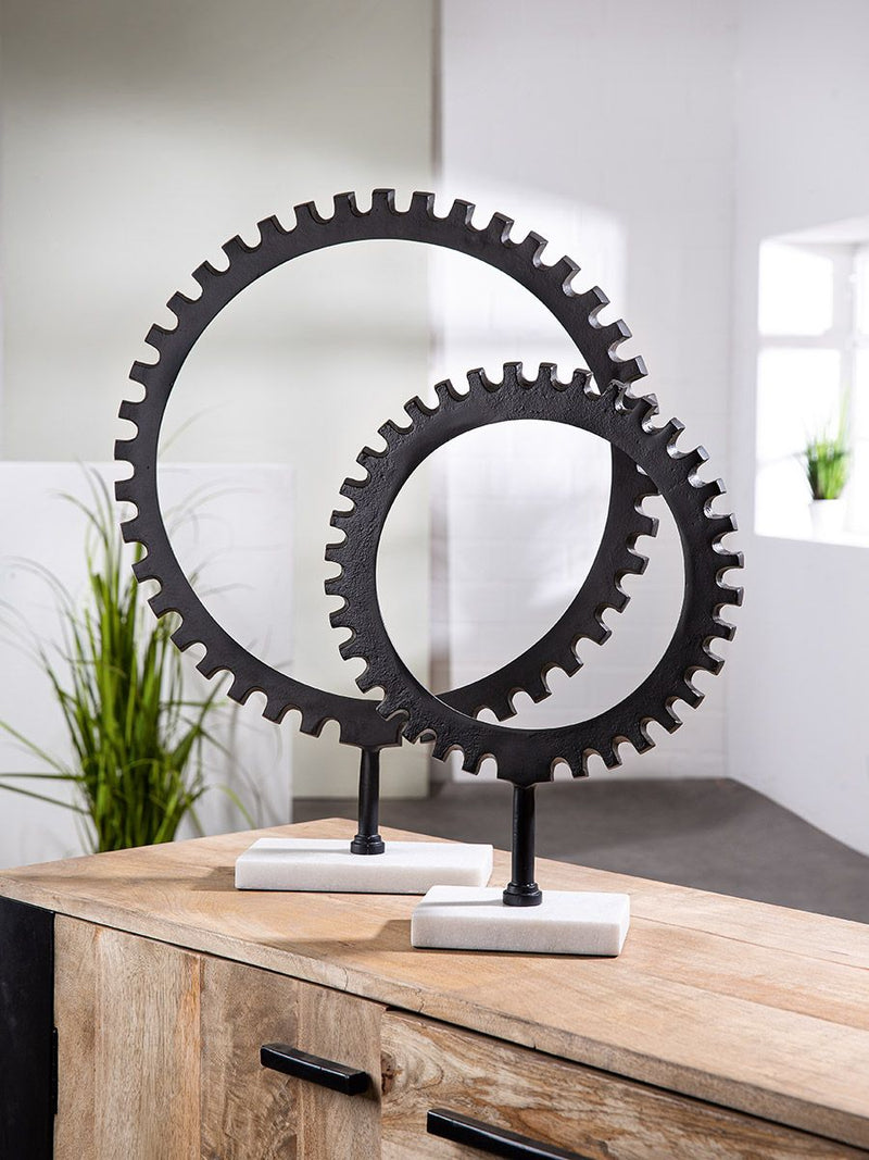 Sculpture "Wheel" black on marble aluminum base