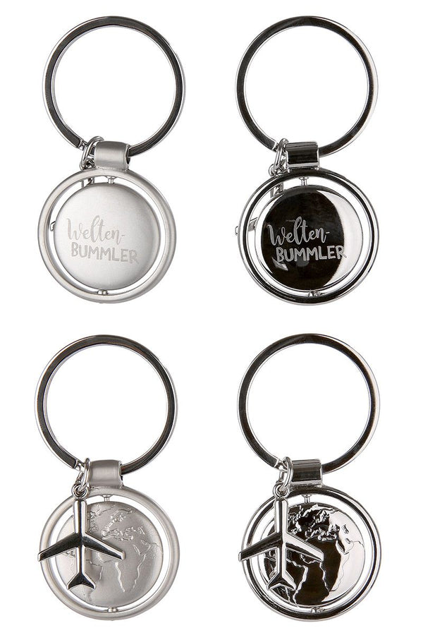 Globetrotter key ring in silver, gift box included