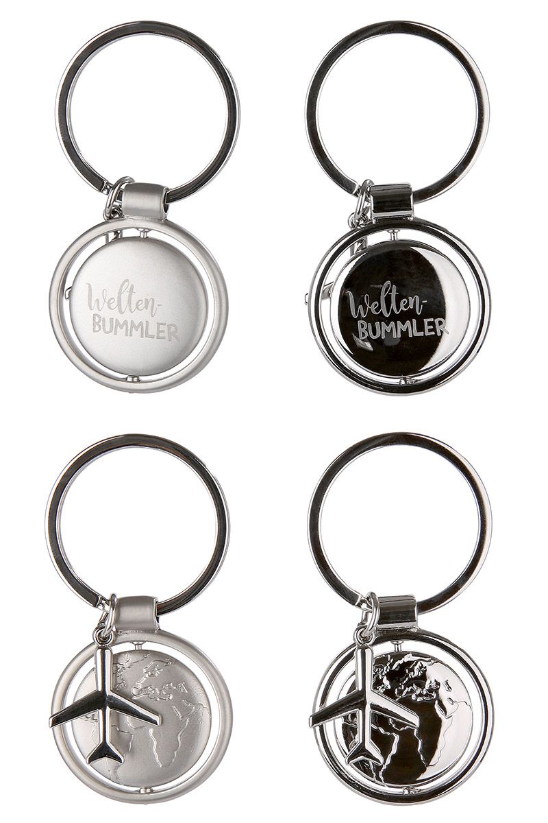 Globetrotter key ring in silver, gift box included