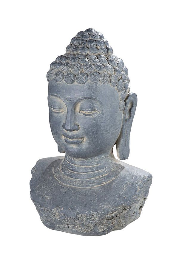 Buddha Testa grau aus Fiberglas Höhe 60cm