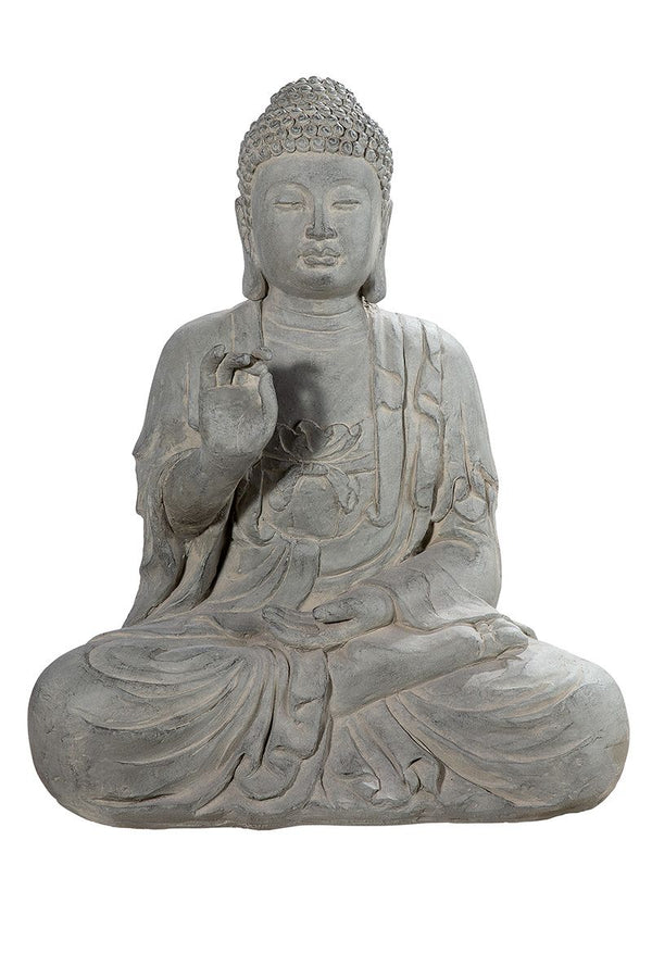Buddha sitzend Lotus grau Höhe 60.5cm für Außenbereich