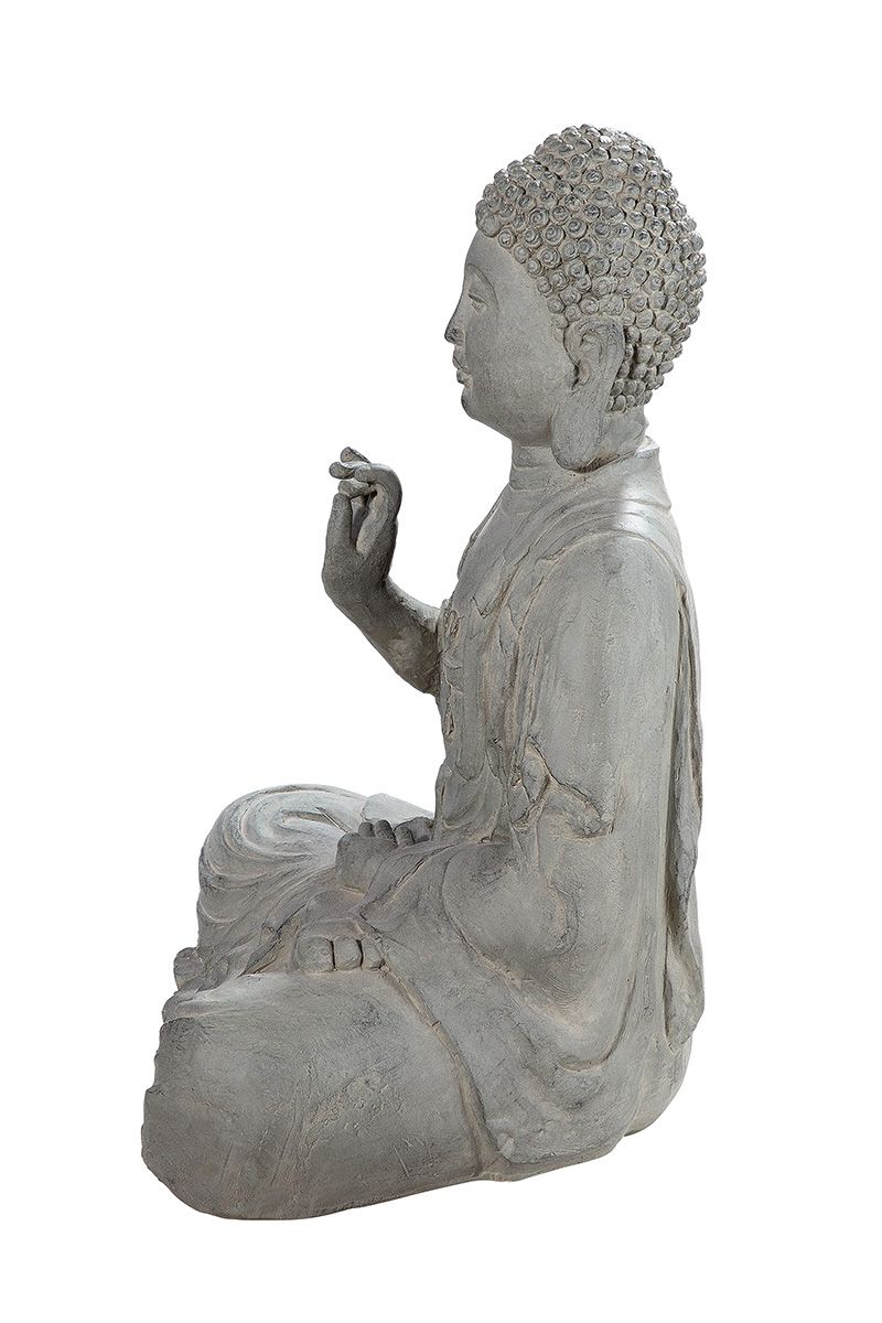 Buddha sitzend Lotus grau Höhe 60.5cm für Außenbereich