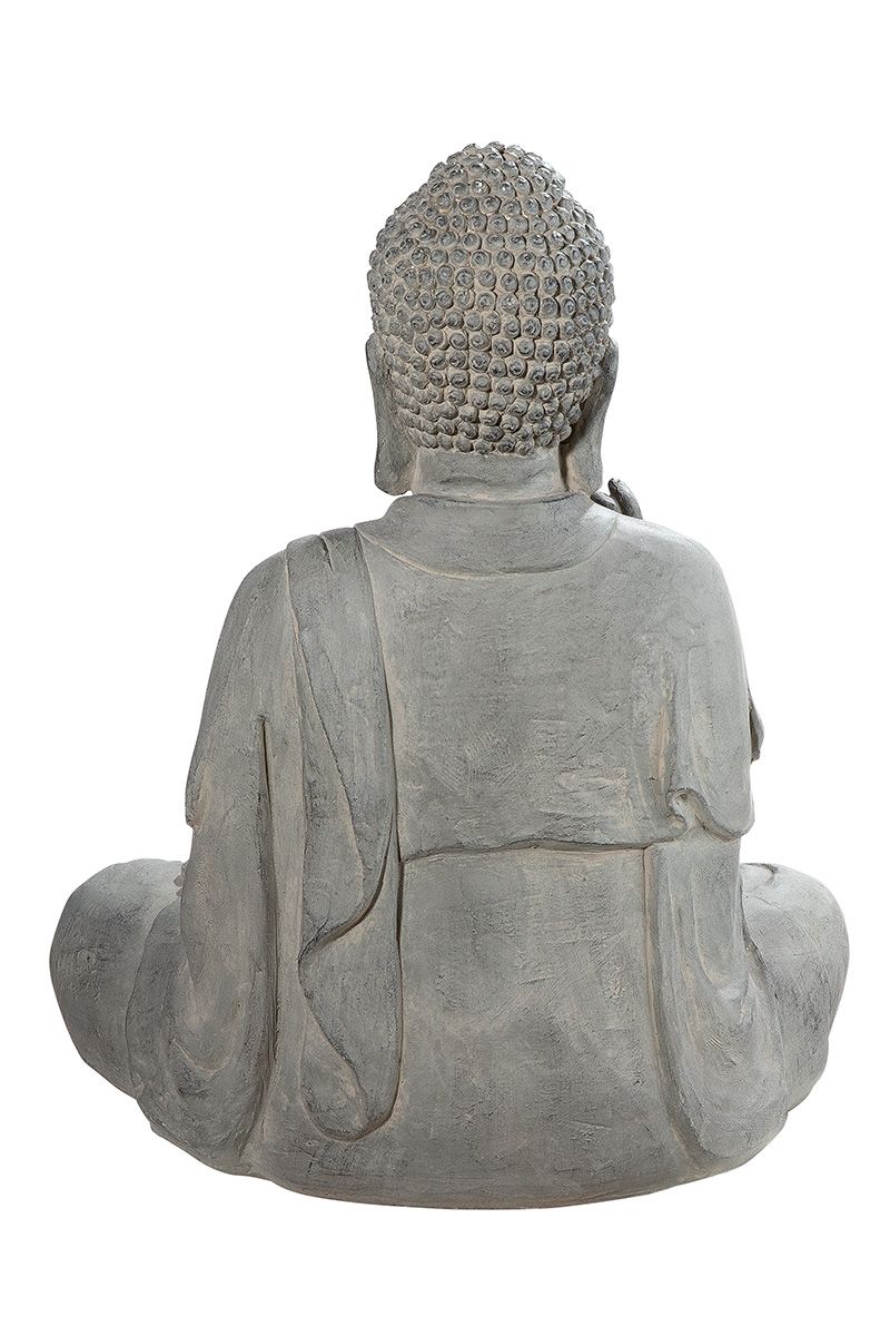 Buddha sitzend Lotus grau Höhe 60.5cm für Außenbereich