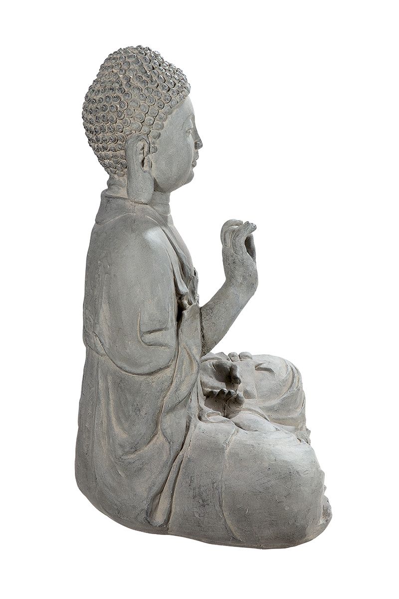 Buddha sitzend Lotus grau Höhe 60.5cm für Außenbereich