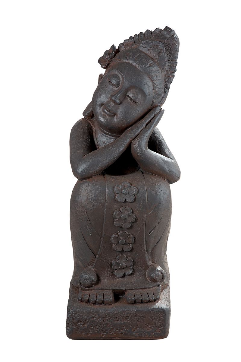 Calma Buddha Figur aus braunem Fiberglas