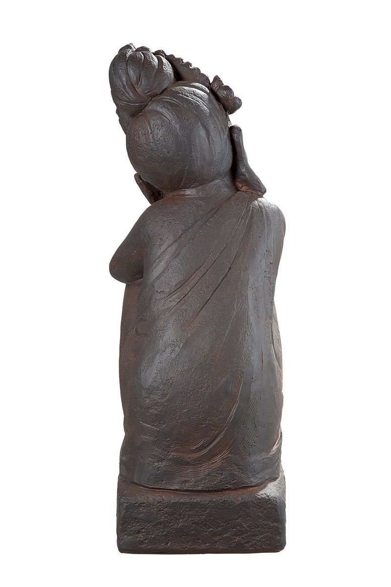 Calma Buddha Figur aus braunem Fiberglas