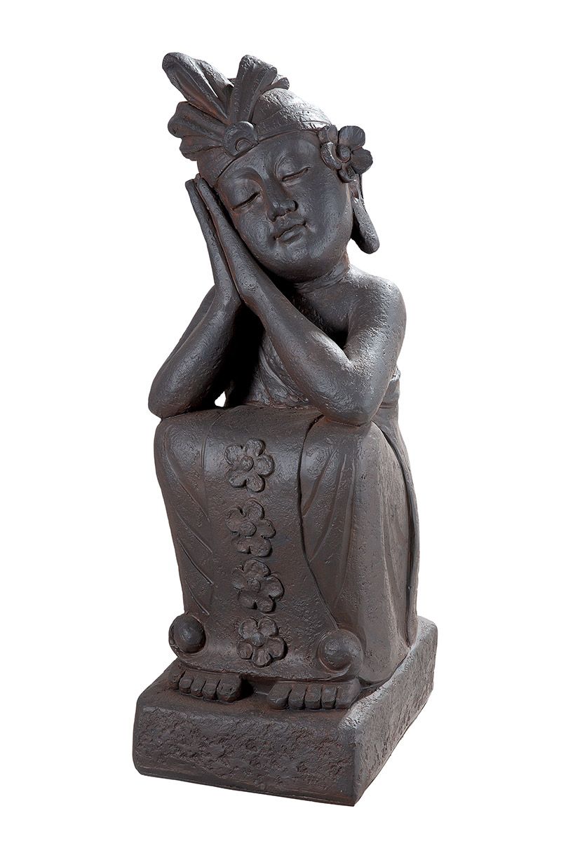 Buddha Gartenstatue 'Calma' in Dunkelbraun für Außenbereich