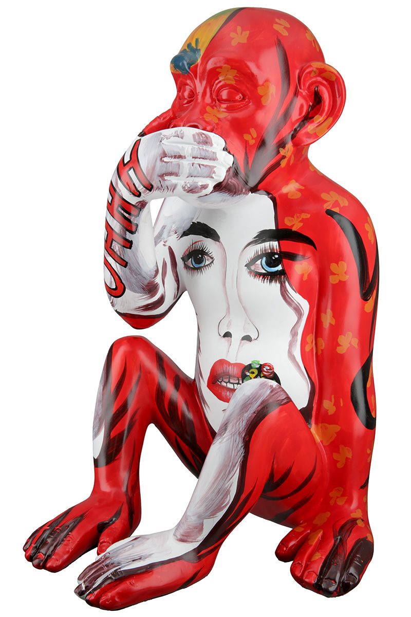 Sculptuur Aap Uniek graffiti-ontwerp in street art-stijl H 39cm