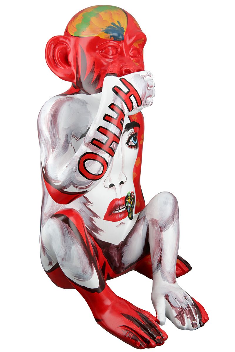 Sculptuur Aap Uniek graffiti-ontwerp in street art-stijl H 39cm