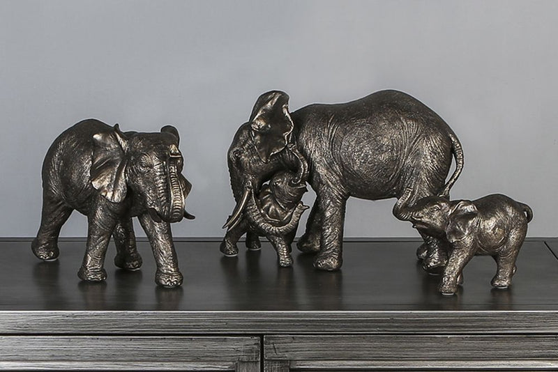 Skulptur Elefant Zambezi grau / goldfarben gewischt Breite 29cm