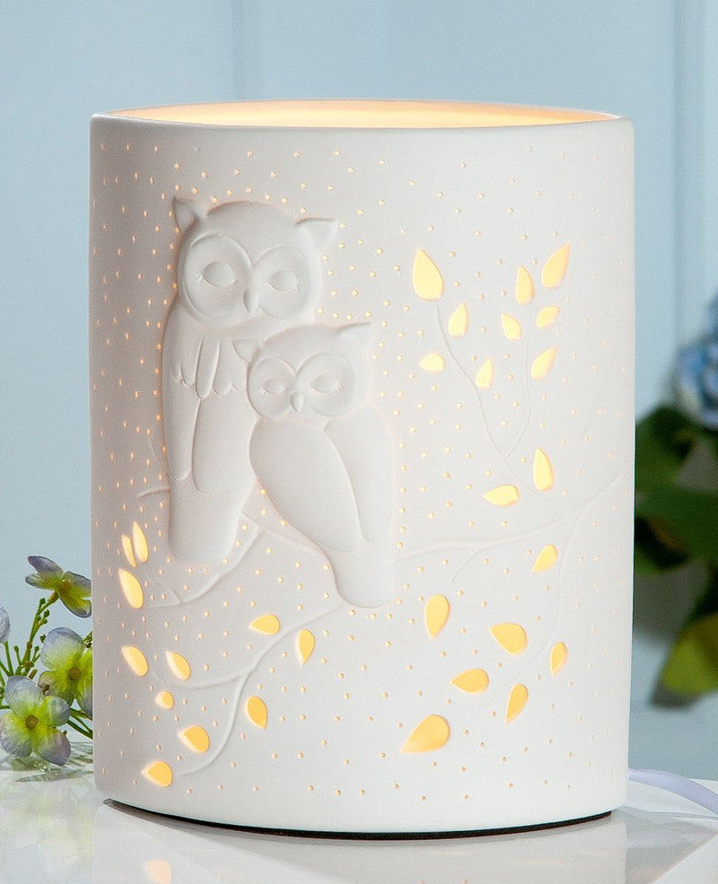 Porcelain lamp owl couple ellipse 28 cm