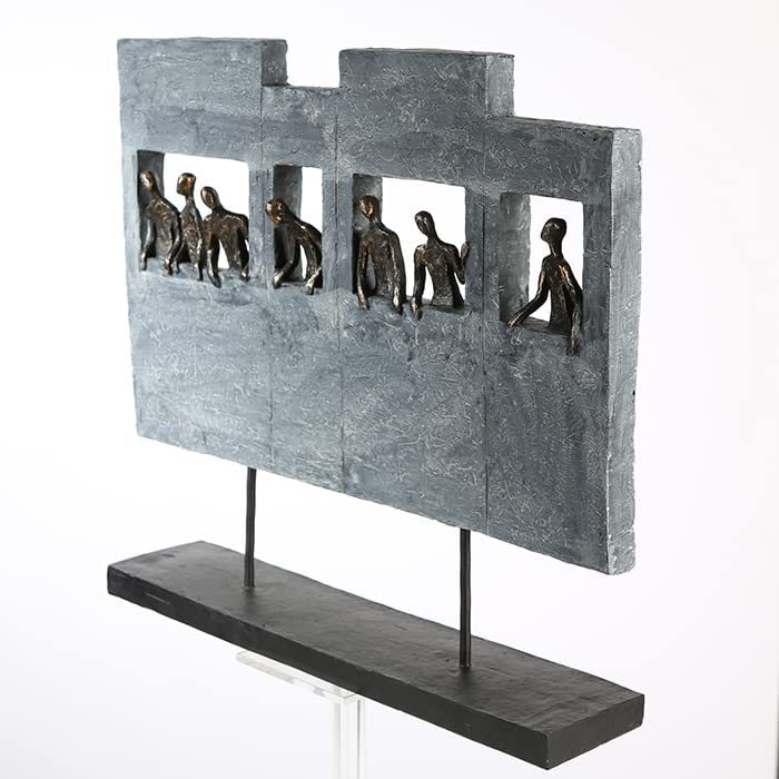 XXL sculpture skyline made of poly bronze-colored figures with slogan pendant height 38cm