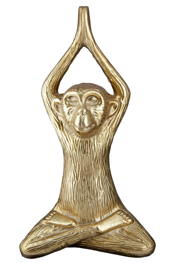 Alu Skulptur "Monkey" - Handgefertigte Yoga-Affe Skulptur in Gold