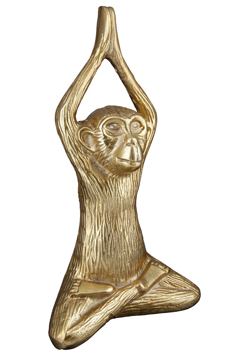 Alu Skulptur "Monkey" - Handgefertigte Yoga-Affe Skulptur in Gold