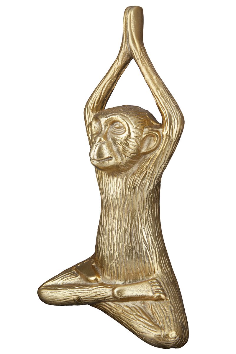 Alu Skulptur "Monkey" - Handgefertigte Yoga-Affe Skulptur in Gold