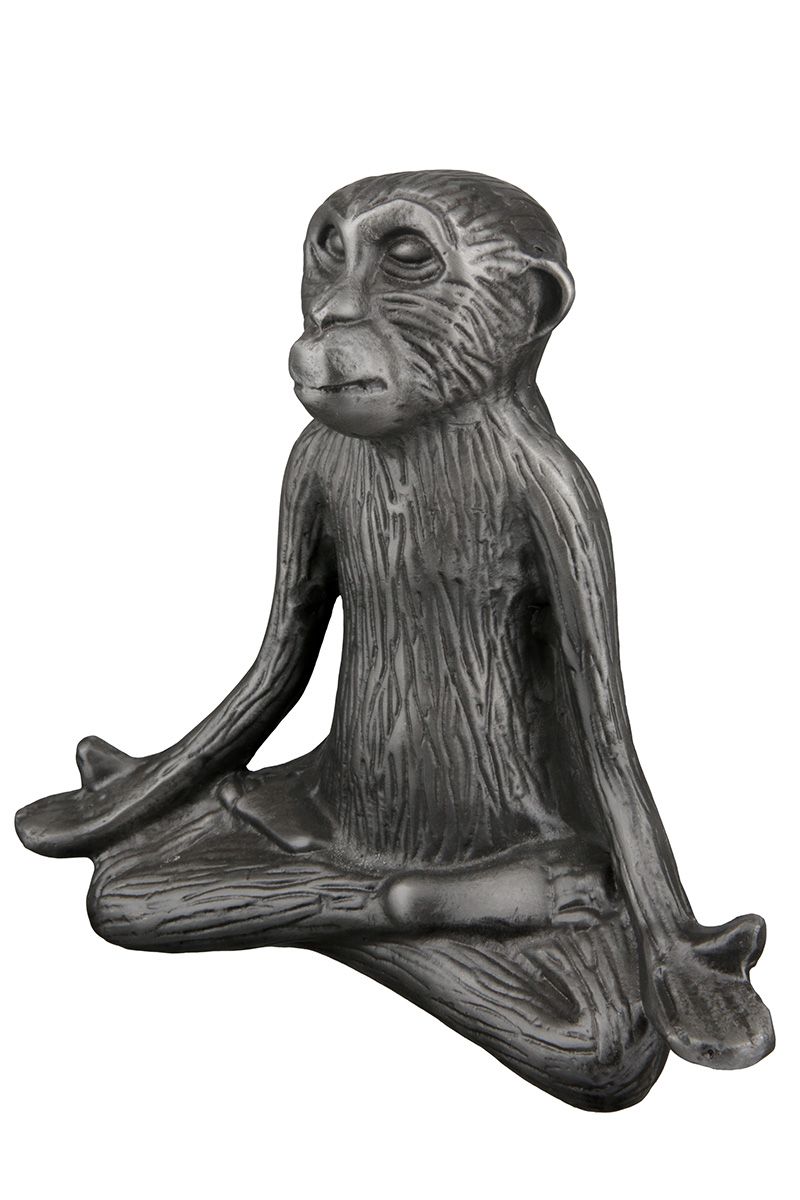 Aluminium Skulptur "Monkey" in der Yoga-Haltung, schwarz