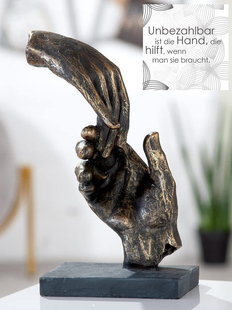 Casablanca Deko Skulptur helfende Hand - aus Poly mit Spruchanhänger Geschenk und Dekoration Höhe 21 cm