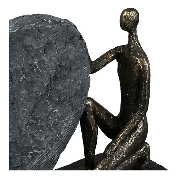 Skulptur Mein Herz Schlägt nur für dich bronzefarbenes liebes Paar Herz Figur Breite 38cm mit Spruchanhänger Romantiker