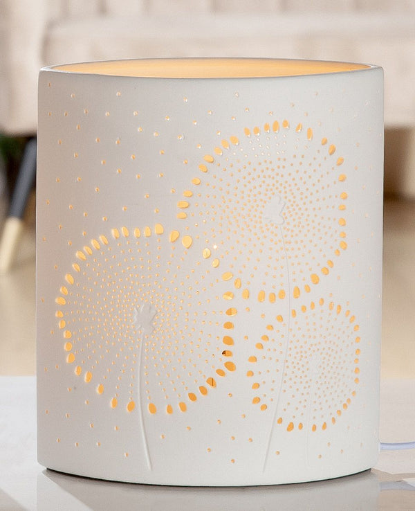 Lamp Paardenbloem Wit - Porselein - 18 x 28 x 10 cm
