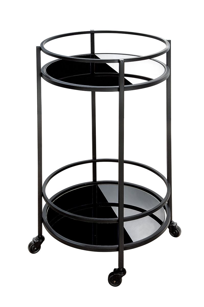 Metall Glas Servierwagen Straight schwarz Höhe 70cm