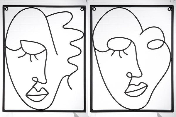 Set of 2 metal wall relief Visione