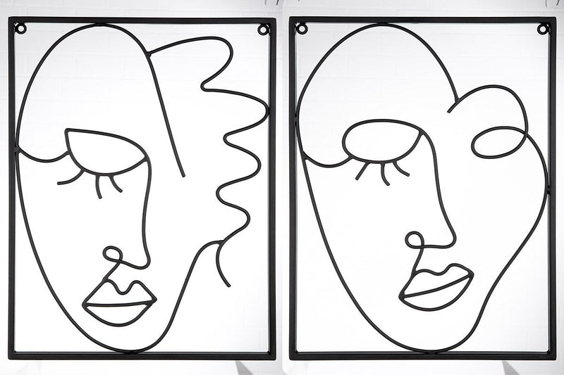 Set of 2 metal wall relief Visione