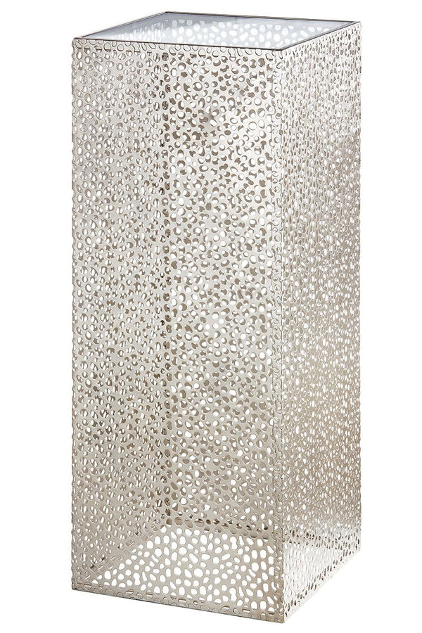 Metall Säule Chico in champagnerfarben mit Glasplatte - stilvolles Möbelstück für moderne Einrichtung