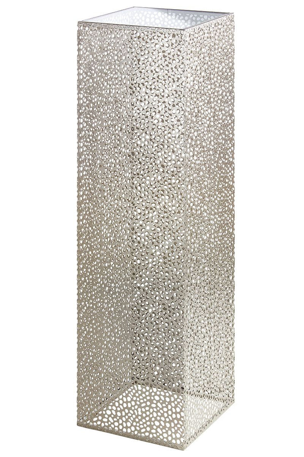 Metal column Chico in champagne color with glass top - stylish piece of furniture for modern interiors Height 100cm