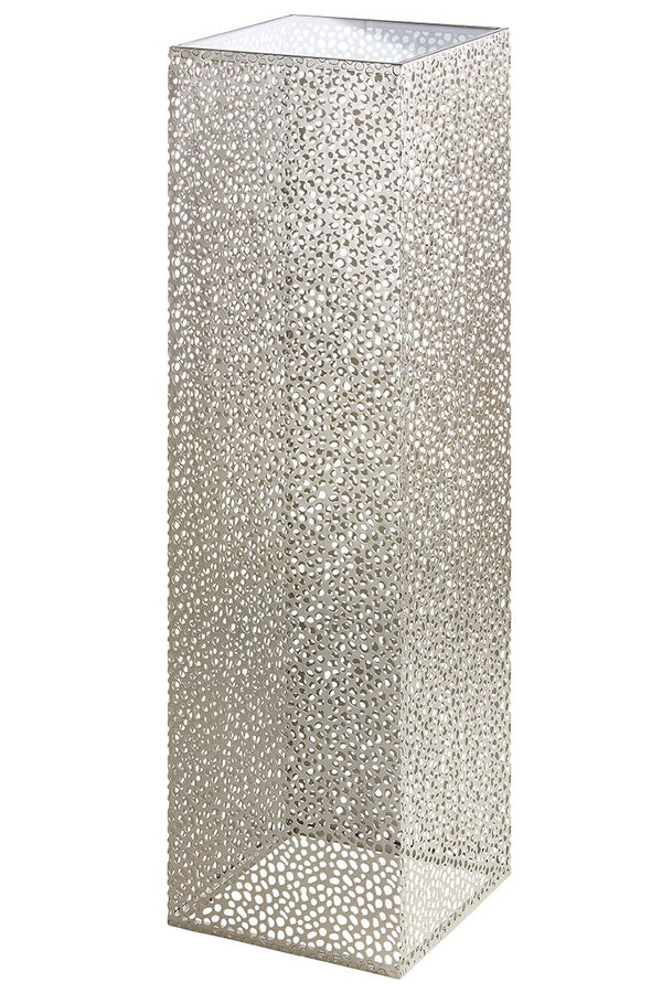 Metall Säule Chico in champagnerfarben mit Glasplatte - stilvolles Möbelstück für moderne Einrichtung Höhe 100cm