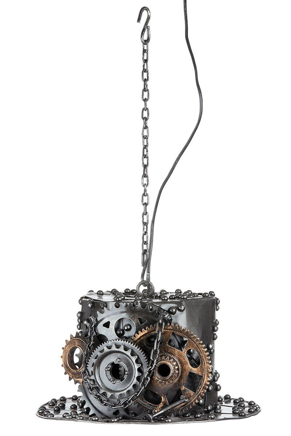 Metall Hängelampe Steampunk Hat silberfarben mit kupferfarbenen Elementen