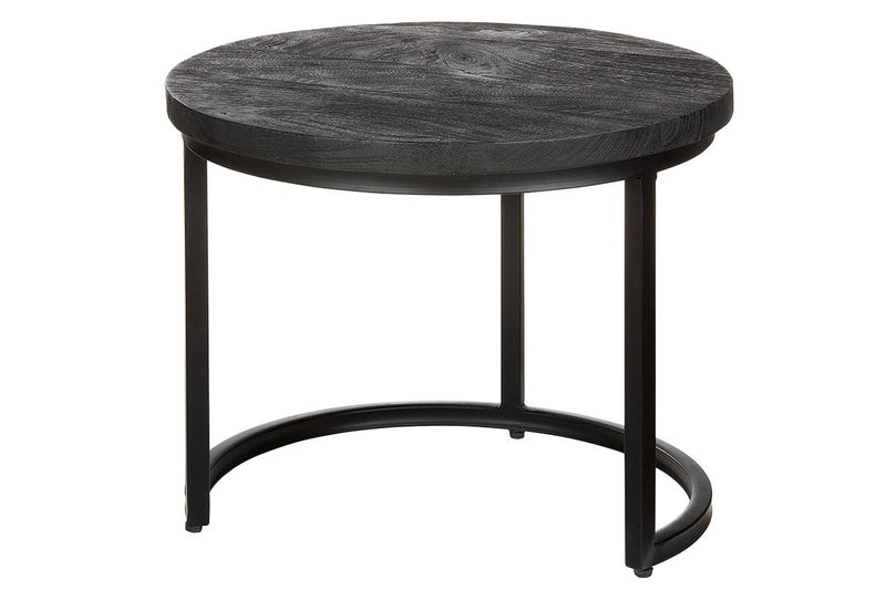 3er Tisch Set "Nero" - Handgefertigtes Set aus Mangoholz und Metall in schwarz für eine moderne und gemütliche Einrichtung