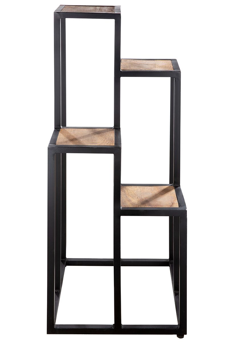 Handcrafted metal step pedestal with brown mango wood table tops - 4 step table pedestal for your home or office